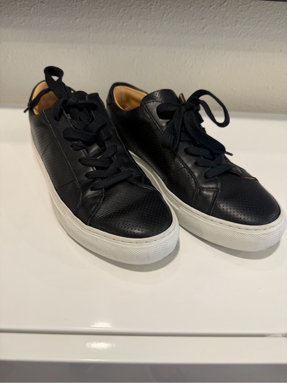 Greats Black Leather Sneakers with White Sole